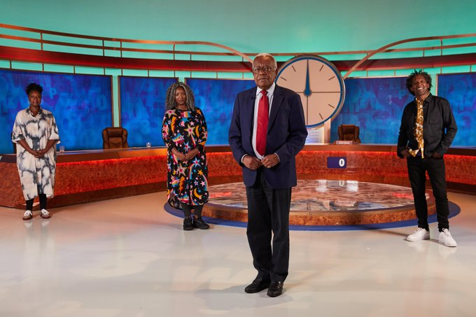 MiddxMinxx's tweet photo. Sir Trevor Macdonald hosting #Countdown #CH4!! 😊 For the first time in ages I'm actually enjoying watching it.  And Dr Anne-Marie Imafidon MBE @aimafidon is a very welcome replacement doing the numbers. 🙌🏾 The regular team can stay off. #BlackForGood   #BlacktoFront https://t.co/xbQWlI9wva
