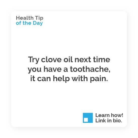 ScienceTrusted's tweet image. It's time for our health tip of the day!

Did you know that clove oil can help with toothache pain?

Check out these other natural remedies that help with toothache pain while you wait to see the dentist: lnkd.in/dQ8GtAds