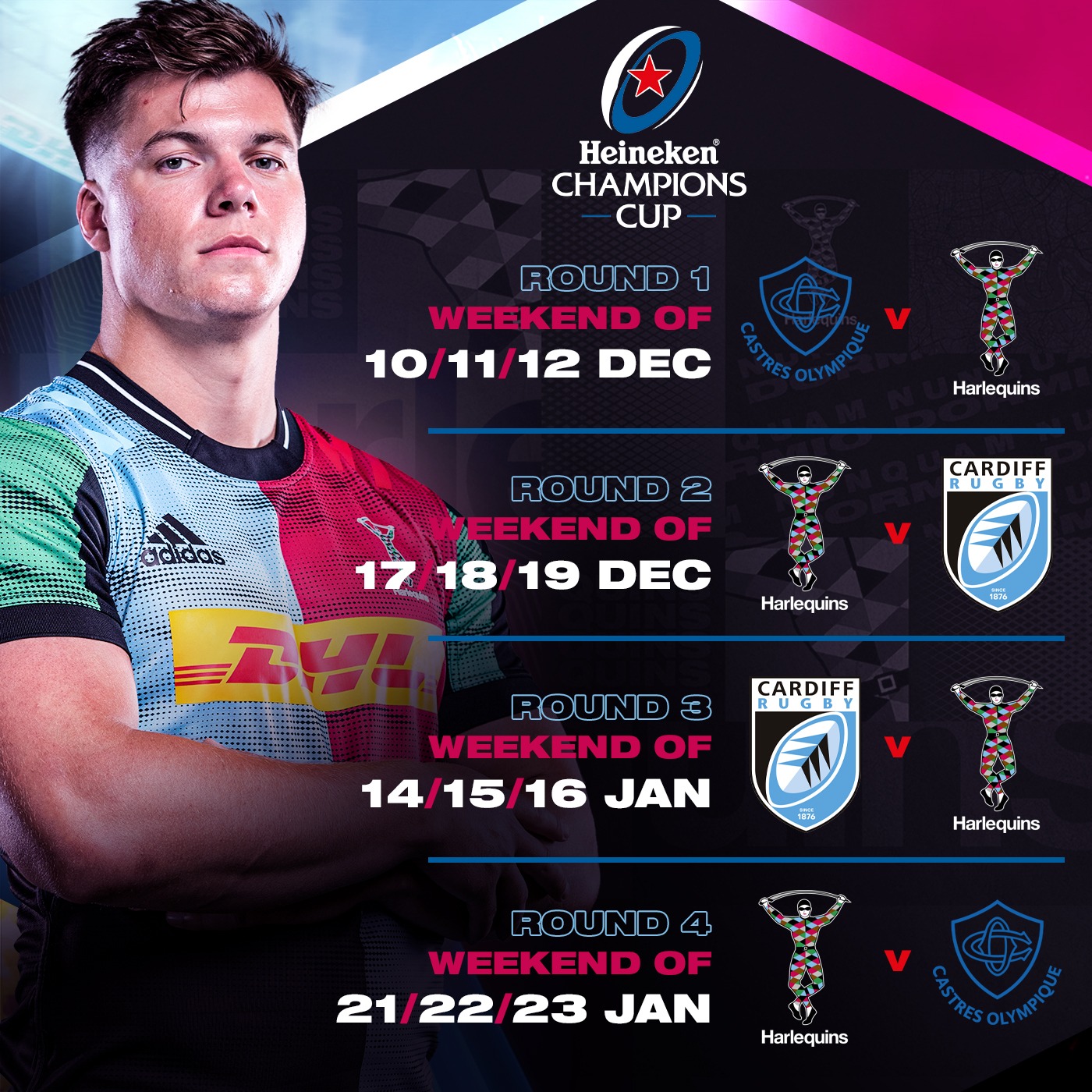 Harlequins 🃏 on Twitter "📯 ChampionsCup fixtures are out! It's 🇫🇷