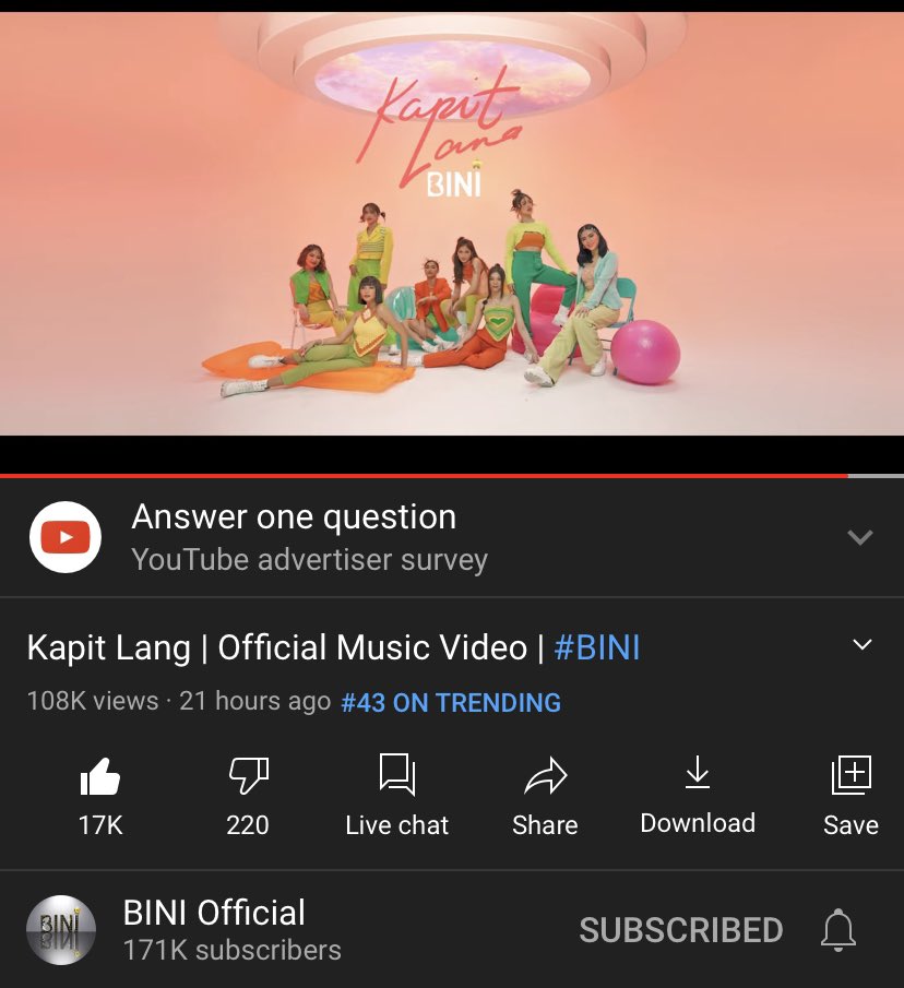 StarMusicPH's tweet photo. We have more than 100K Views in 21 Hours for @BINI_ph’s “Kapit Lang” Music Video!! 

Congratulations @bini_members &amp; BLOOMs 🌸❤️

Watch here: https://t.co/NmyNw6gJDO https://t.co/JB9OggKrD1