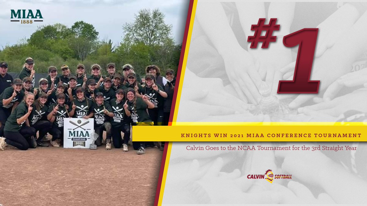 CalvinSoftball's tweet photo. #1 moment from our '21 season takes us back to May 15th. The Knights used 14 hits to power past Alma 8-2 in game 3 of the  @MIAA1888 Championship Series. It was our 2nd straight @MIAA1888 tournament championship and 3rd straight trip to the @NCAADIII tournament. #csb #Team46 https://t.co/RcGH9UBDFb