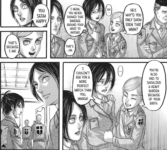 you are telling me historia wouldn't respect mikasa after a scene llike this... stfu. that ain't my hisu. 