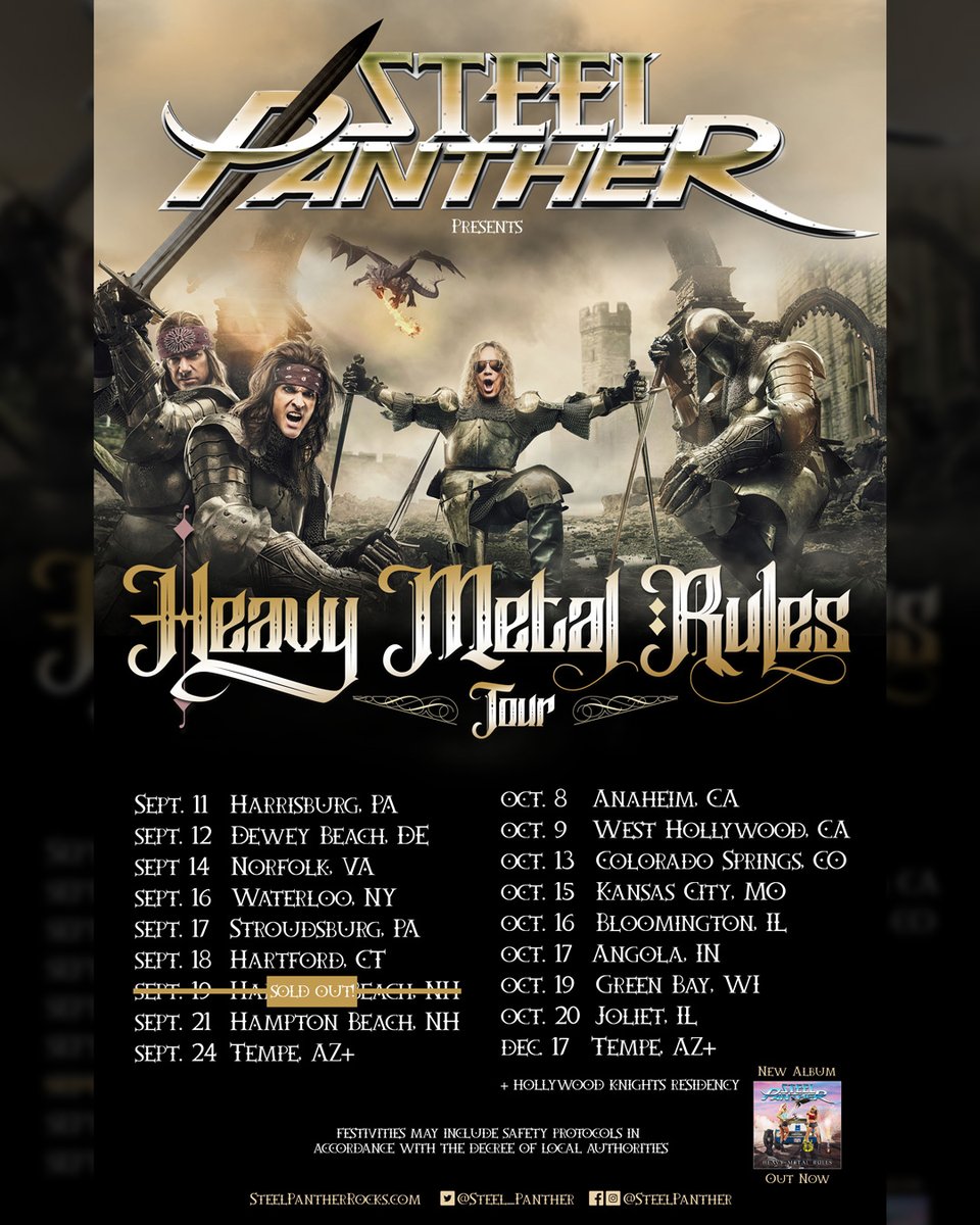 NEW DATES ANNOUNCED!!!  October just got 169% more METAL!  
Tickets on sale TODAY at NOON ET!!  steelpantherrocks.com
