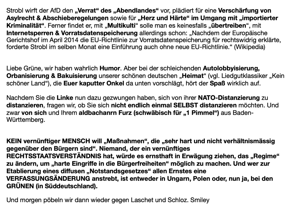 Keine Lohnfortzahlung für Ungeimpfte, Kretschi?

Mit bürgerlichen Freiheiten &amp; Rechtsstaatlichkeit haben es die Grünen wohl nur, wenn es um Ungarn und Polen geht…
#Lohnfortzahlung #Kretschmann #Pimmelgate Nr.2