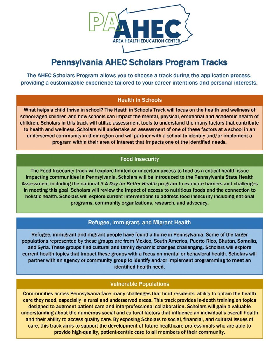 NCPAAHEC's tweet image. #PAAHEC  #PAHEALTHCAREER #PAWORKFORCE   If you are a student in a Health Career Degree program with 2 years remaining.  PA AHEC Scholars would be a valuable addition to your degree. paahecscholars.org