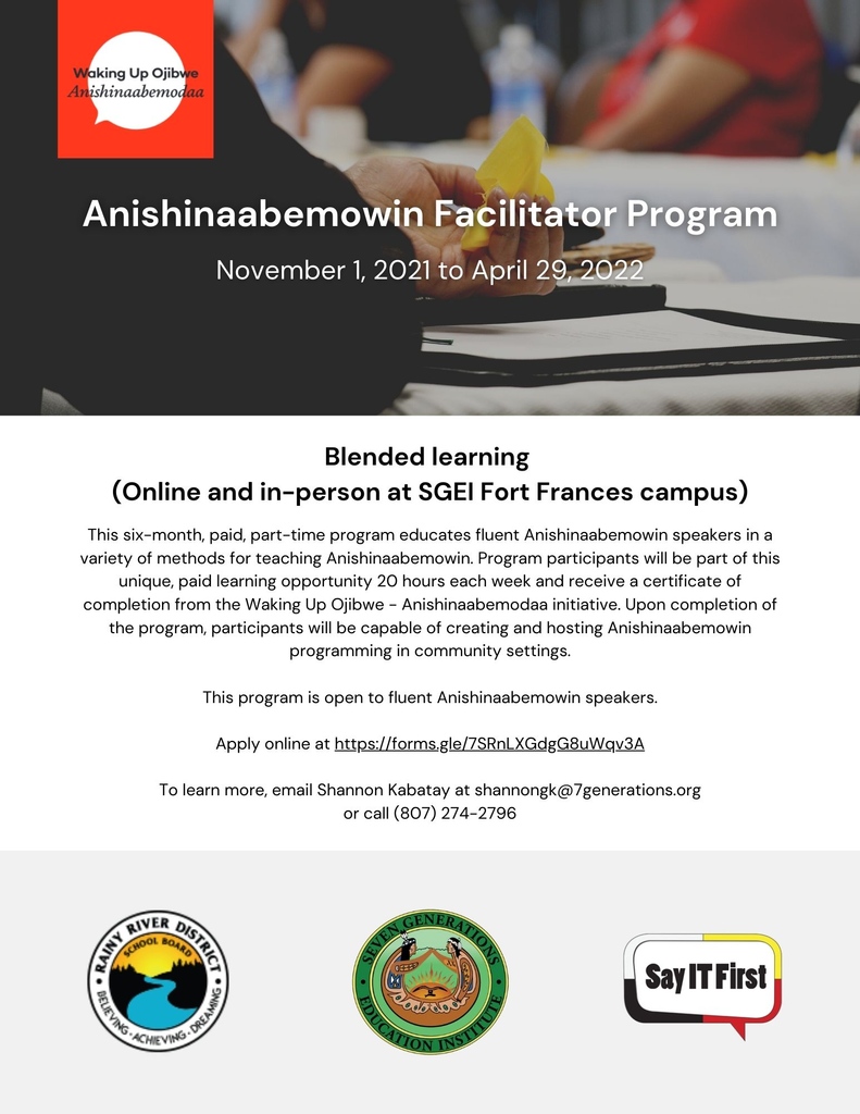 7GenerationsEd's tweet photo. Learn to teach Anishinaabemowin starting Nov. 1st in this six-month, part-time, blended learning program. Apply online at https://t.co/BRRoSyzyOJ @RRDSB @SayItFirst https://t.co/yWBTdUq0yJ