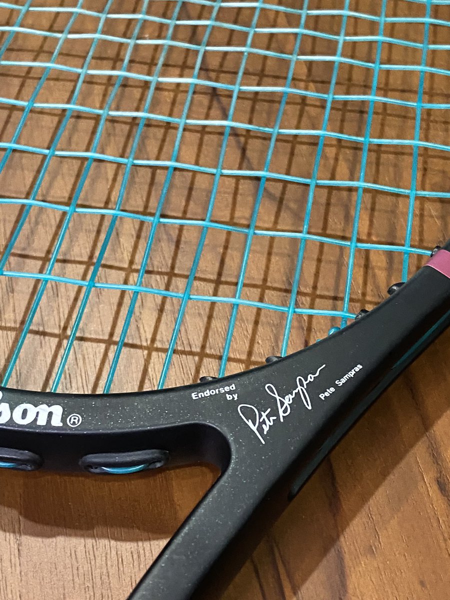 All_That_Racket's tweet photo. Not many are aware about of this @WilsonTennis @PeteSampras Signature “Green” Pro Staff racquet that comes in a 85 Sq.Inch paint green job that Pete did play with back in the 1991 This Japan issued signature model precedes the “other” PS Sampras K88 #allthatracket #wilsontennis https://t.co/NNqq5yWJk9