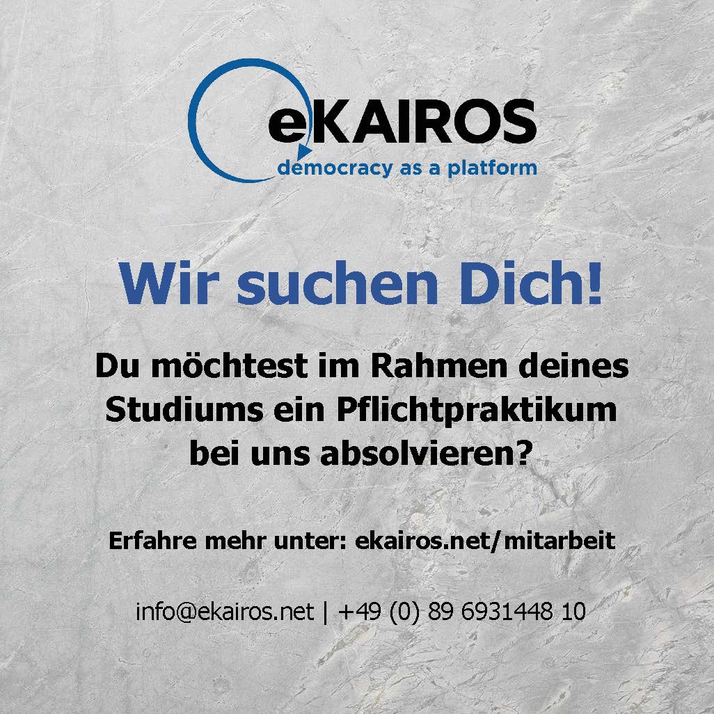 eKairos_'s tweet photo. Wir suchen Praktikant:innen, die uns bei der Planung und Durchführung von Beteiligungsprozessen, bei der Veranstaltungsplanung und bei Marketing- und Kommunikationsmaßnahmen unterstützen 💪🏻☀️ Mehr unter https://t.co/KalXJkmCYf https://t.co/aJWQvMIfYC