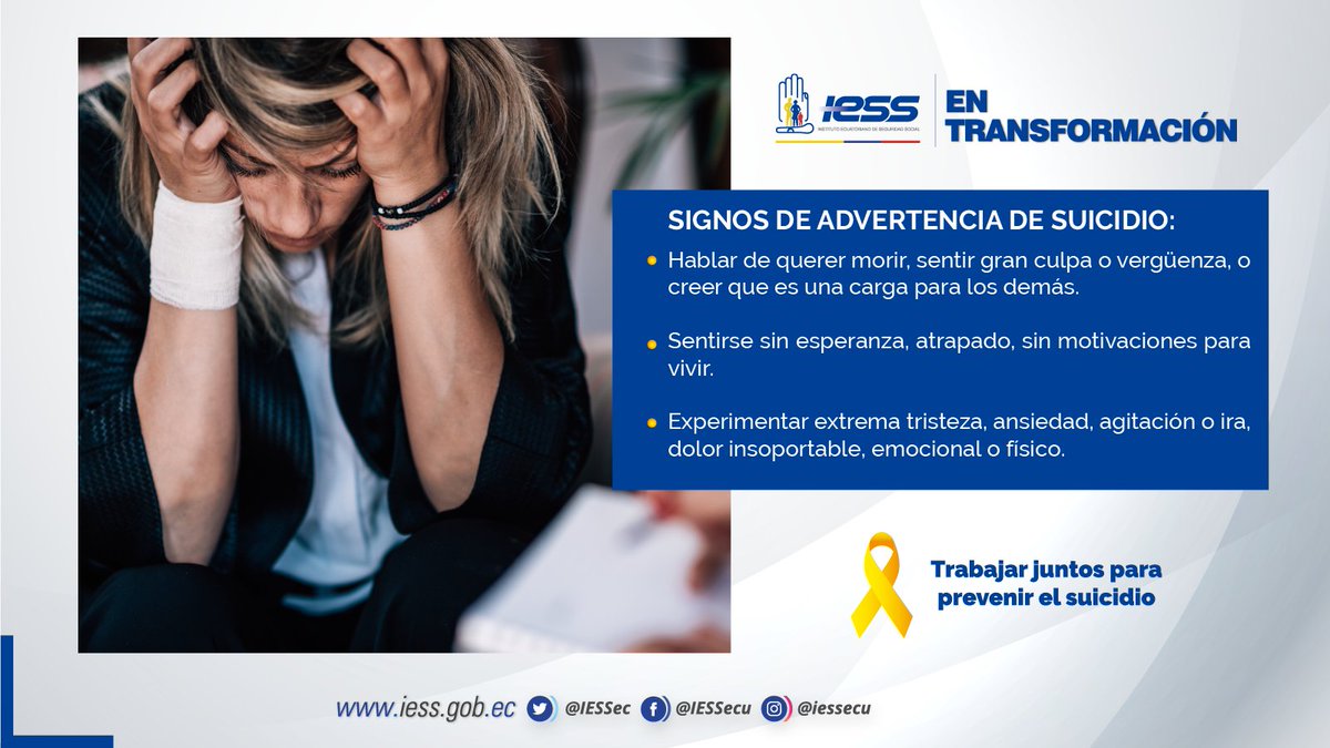 IESSec's tweet photo. #IESSeTransforma | Si una persona detecta señales de advertencia de suicidio, en familiares o amigos, necesita urgente ayuda de un profesional de la salud. #SaludMental https://t.co/qAYwP8zChd