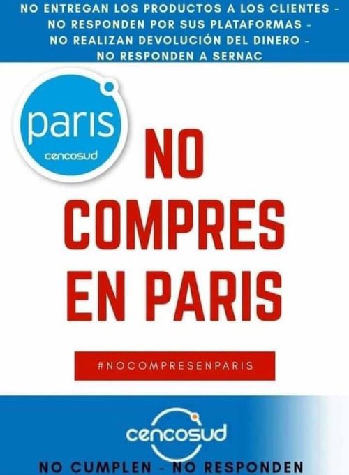 jAsStM's tweet photo. #nocompresenparis #ContigoCHV @RECLAMO_CHILE @SERNAC @tiendas_paris @conadecus #paulmannladron #parislapeortienda https://t.co/w96KOaTePJ