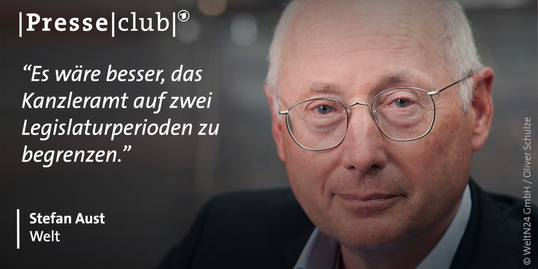 So lange wie #Merkel hat vor ihr nur Helmut Kohl das Land regiert. Zu lange, findet <a href="/stefanaust/">Stefan Aust</a>. Schon Kohl habe den großen Fehler begangen, noch einmal anzutreten. #presseclub