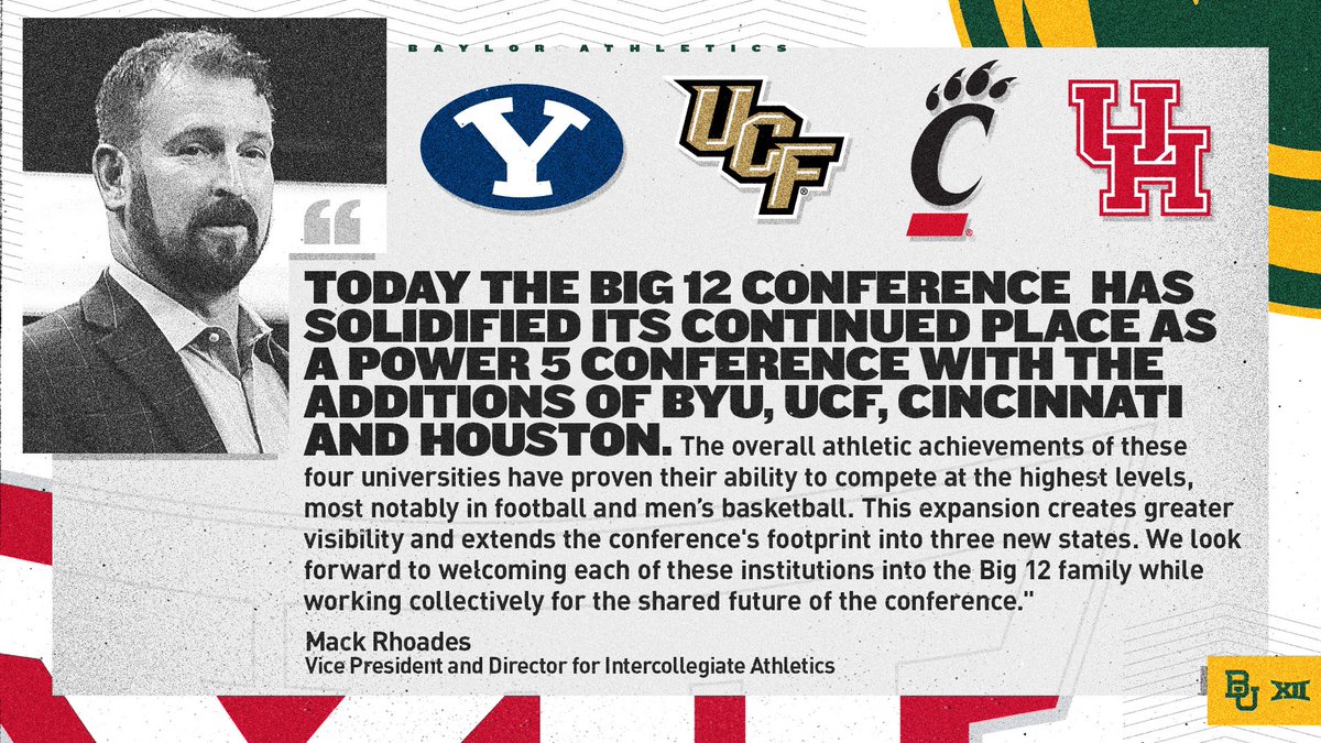 BaylorAthletics's tweet photo. 🗣 What he said:

AD Mack Rhoades ⬇️

#SicEm https://t.co/wpW8l6NCGf