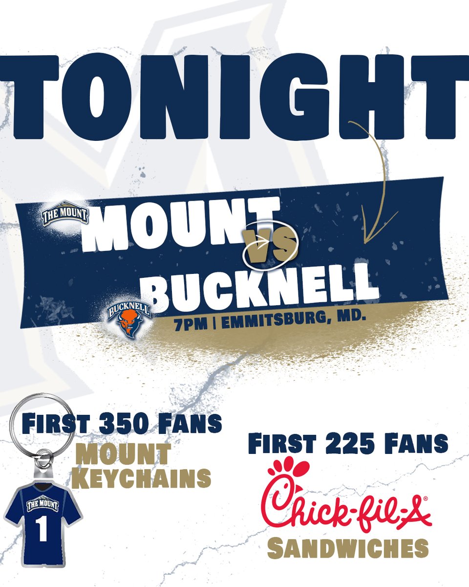 MountAthletics's tweet photo. TONIGHT ⬇️

Start off Family Weekend with the @Mount_MSOC game at 7pm and get a🆓Mount keychain and a @ChickfilA sandwich!

#MoveMountains https://t.co/4N9xh8Ijto