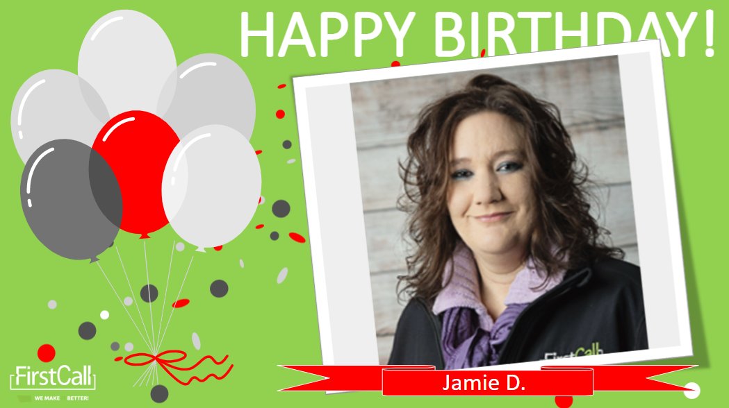 HAPPY BELATED BIRTHDAY!

We had a Birthday over the Labor Day weekend, and boy oh boy does this lady deserve a shout-out! Happy Birthday, Jamie! We are so grateful to have such a wonderfully talented woman like you on our team! 

#HappyBirthdayToYou #FirstCallEmployees
