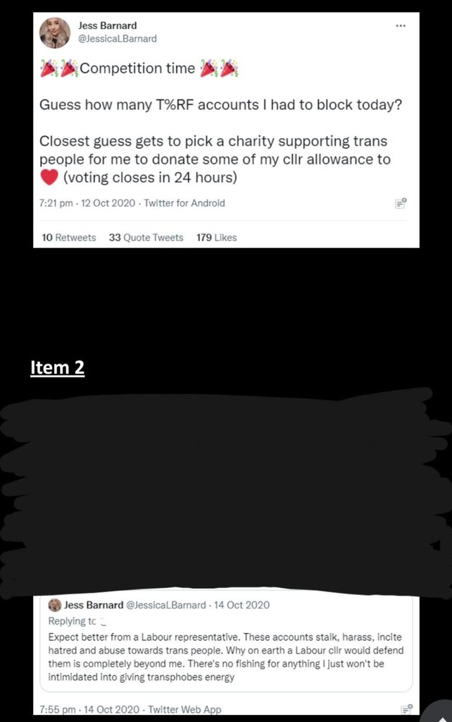 owenjonesjourno's tweet image. This is not a joke, but deadly serious. 

The Labour Party have officially placed @YoungLabour chair @JessicaLBarnard under investigation - for opposing transphobia. 

Here is her letter sent to NEC members - passed to me - and here are the tweets she’s being investigated for.