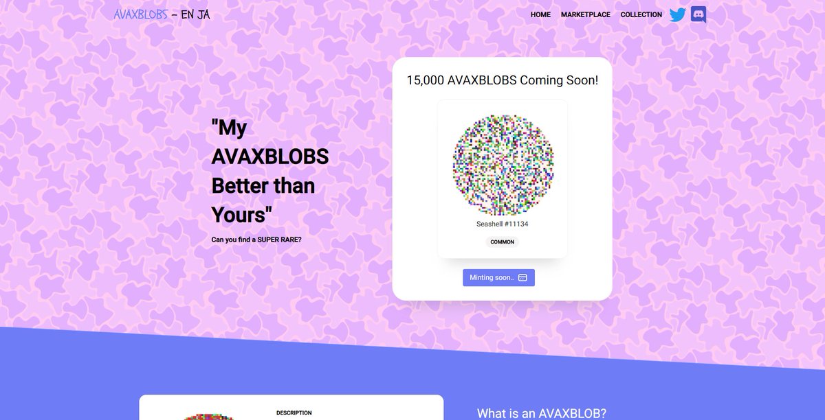 AVAXBLOBS's tweet photo. WE ARE LIVE!🎉

Find us at: https://t.co/XTZLHQu5GV 
- View the collection 
- Tokenomics info
- Rarity info
- Supporting both English and Japanese Language! 

Head over to our discord after for the Launch Giveaway Celebrations and AMA at 5:00PM BST!

#NFTs #NFTCommunity #AVAX https://t.co/mc2p5yvsGg