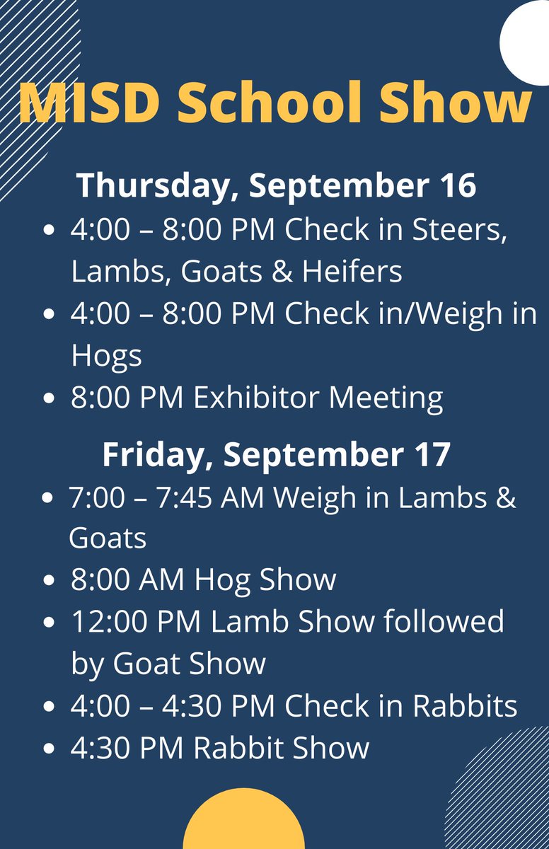 MISD_LS's tweet photo. This upcoming week is the MISD Stockshow! Hope to see y'all out! https://t.co/Jj4FfXcn4k