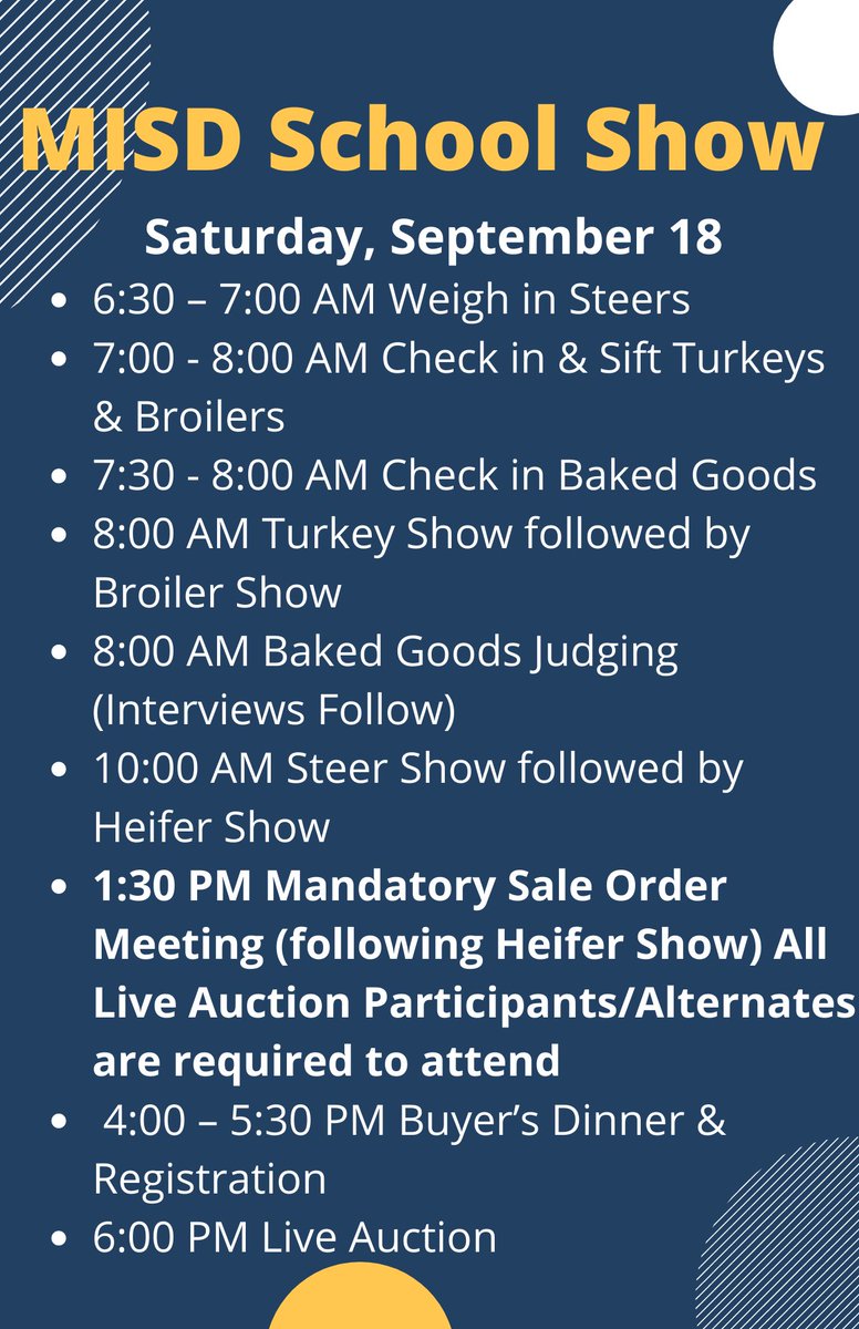 MISD_LS's tweet photo. This upcoming week is the MISD Stockshow! Hope to see y'all out! https://t.co/Jj4FfXcn4k