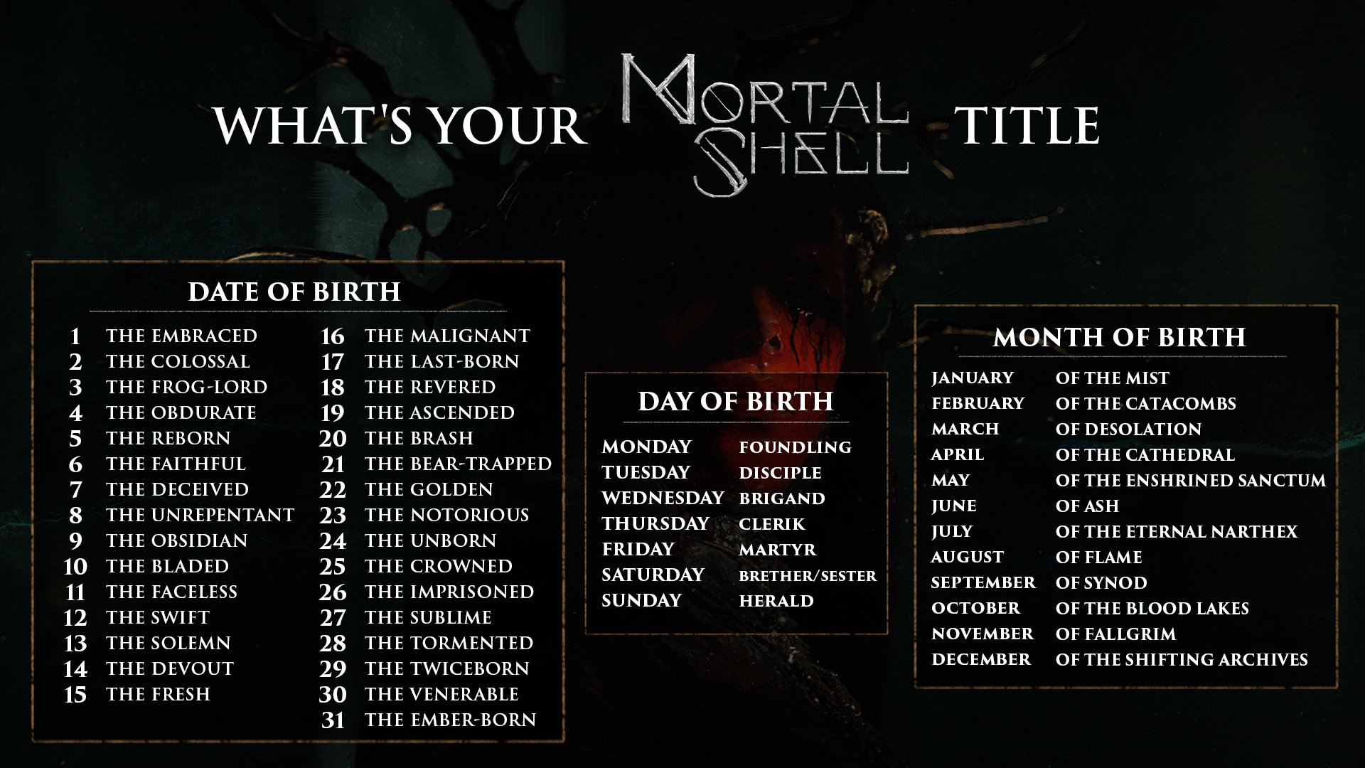 Mortal Shell On Twitter What Would Your Esteemed Title Be Let Us Know In The Replies Https T Co 9d038o2rik Twitter