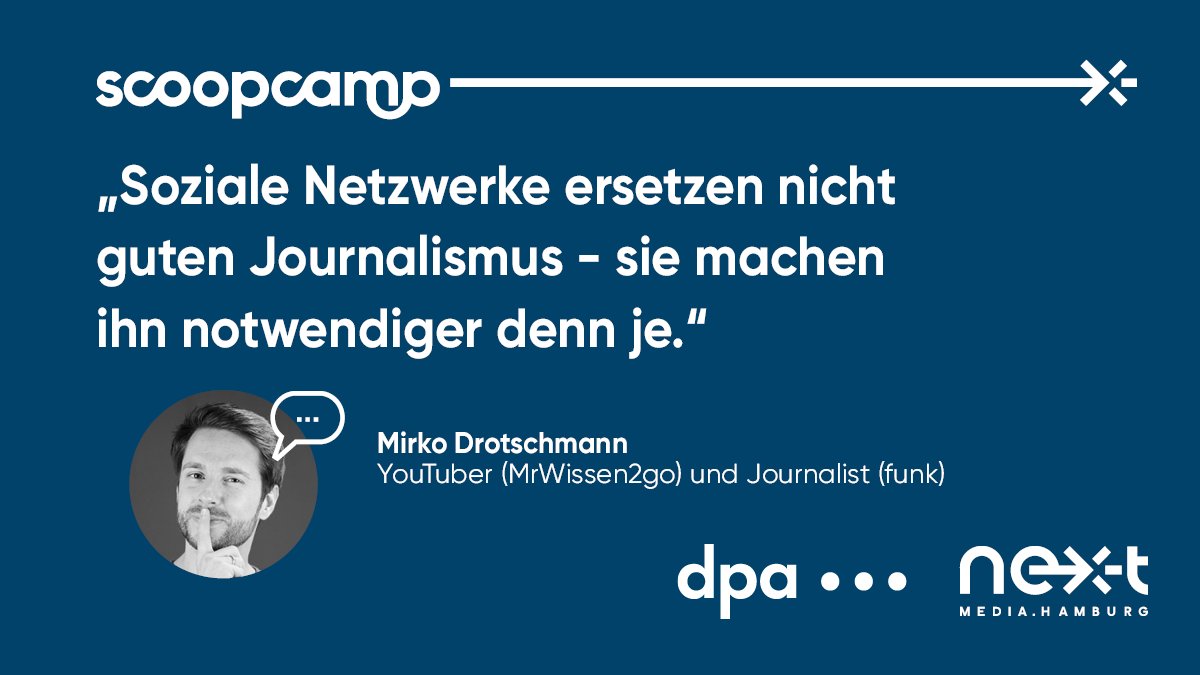 Mit Reichweite kommt große Verantwortung. Aber sind Influencer*innen sich überhaupt bewusst, wie viel Einfluss sie auf die Meinungsbildung ihrer Gefolgschaft haben? 

Darüber sprechen beim #scoopcamp <a href="/MrWissen2Go/">Mirko Drotschmann</a> , <a href="/nenacasc/">NENA BROCKHAUS</a> , <a href="/SchmittJunior/">Wolfgang M. Schmitt</a>  &amp; <a href="/Jochen/">Jochen Wegner</a> . 

scoopcamp.de
