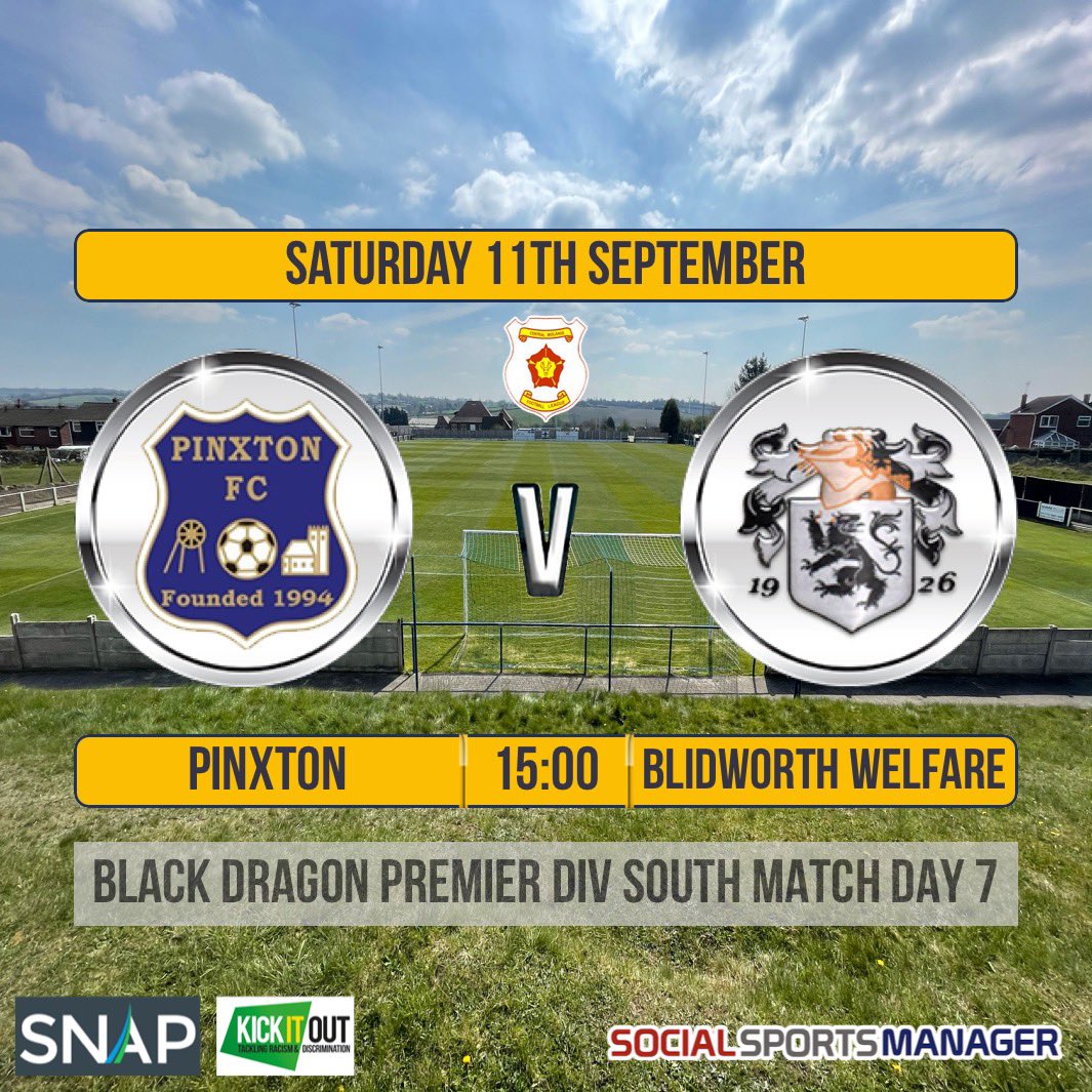 pinxtonfc1's tweet image. 🔵⚪️ Next up at the Van Elle - Match Day 7, unbeaten &amp;amp; top of the league Blidworth Welfare FC

📆 11.09.2021
🏆 @CentralMidsFL 
🆚 @BlidworthFC 
🕒 3pm KO
🏟 Van Elle Arena
📍NG16 6LG
💷 £3 Adults, £2 Concessions

Tea bar will be open, refreshments will be available.. 
#pfc💙