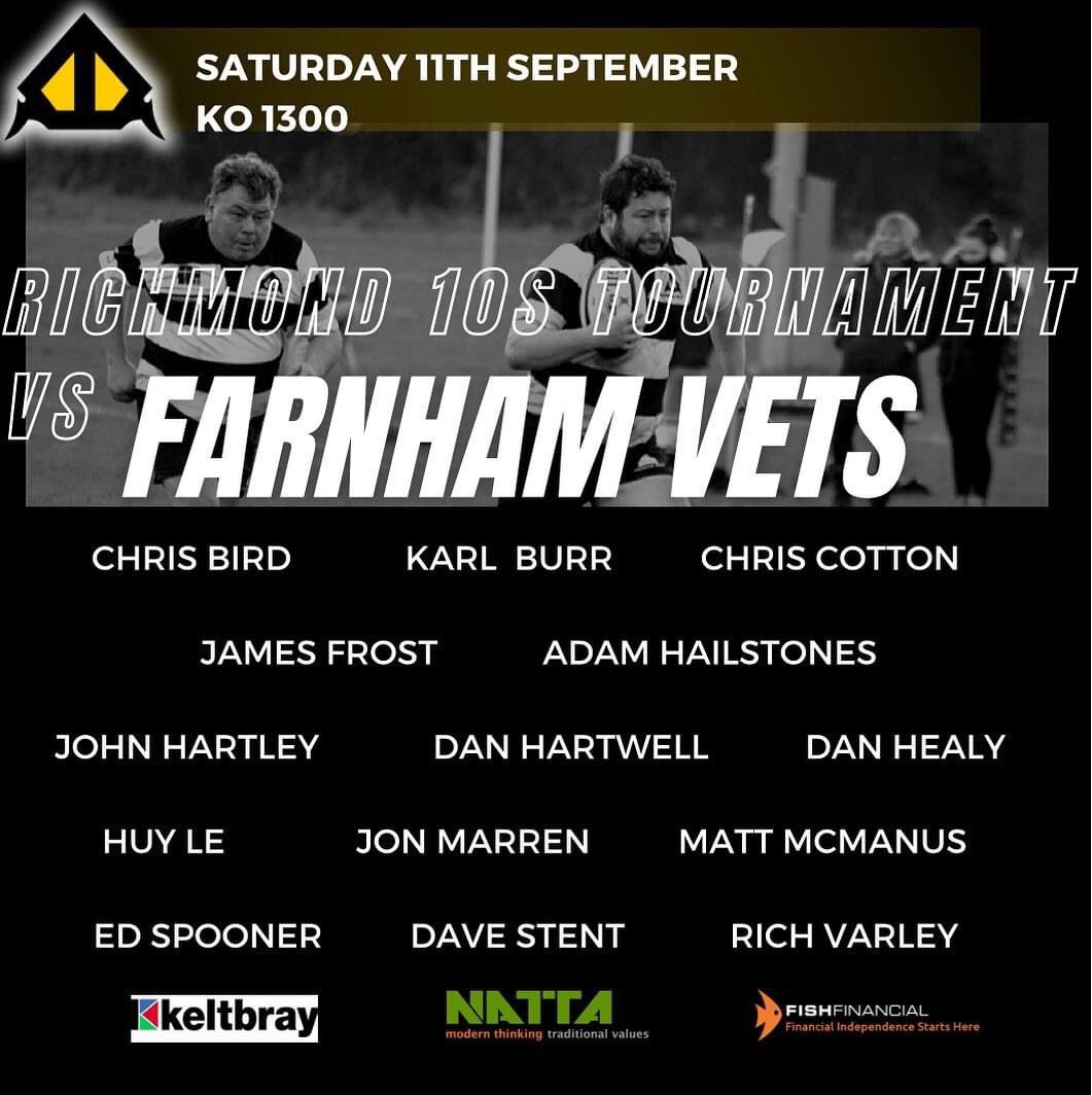 Farnham Vets are off for a 10s tournament this weekend 💪🏻

🏉 KO 1300
📍Richmond RUFC

#vetsrugby #rugbylife #mensrugby #10stournament #rugby #farnhamrugby #farnhamsports #farnham