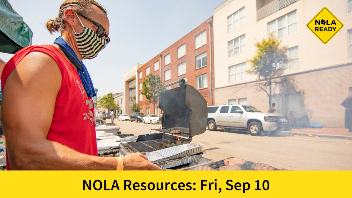 nolaready's tweet image. Good morning New Orleans. Here's the #NOLA resource list for Fri, Sep 10th:

❄️WALK-UP COOLING CENTERS❄️
🥤Water
⚡️Charging stations
💨Air-conditioning (for people &amp;amp; pets)
🐶Pet food
👶Diapers &amp;amp; baby supplies
📄FEMA disaster assistance

1/8