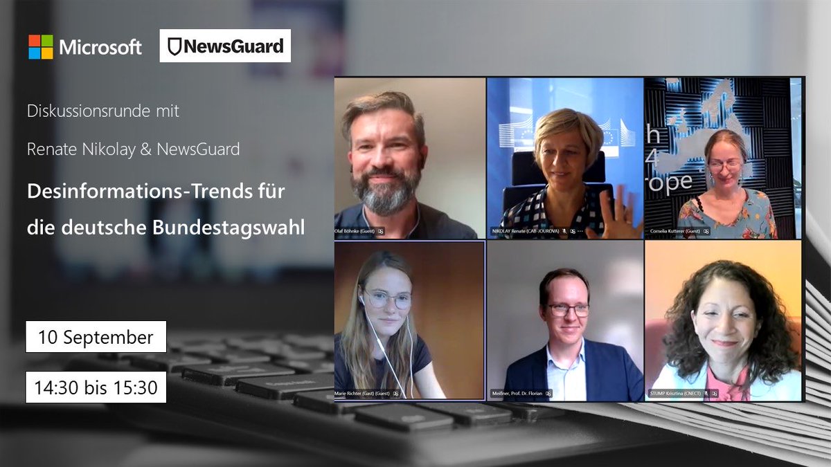 Herzlichen Dank 🙏 an <a href="/politixs/">Olaf Boehnke</a> (Olaf), <a href="/RenateNikolay/">Renate Nikolay</a>, <a href="/Marie_E_Richter/">Marie Richter</a>, <a href="/FlorianMeissner/">Florian Meißner</a> und ⁦<a href="/Krisztina_Stump/">Krisztina Stump</a>⁩ für eine sehr interessante und informative Diskussion zu #DesinformationsTrends während der #btw21 und relevanten europäischen Initiativen.