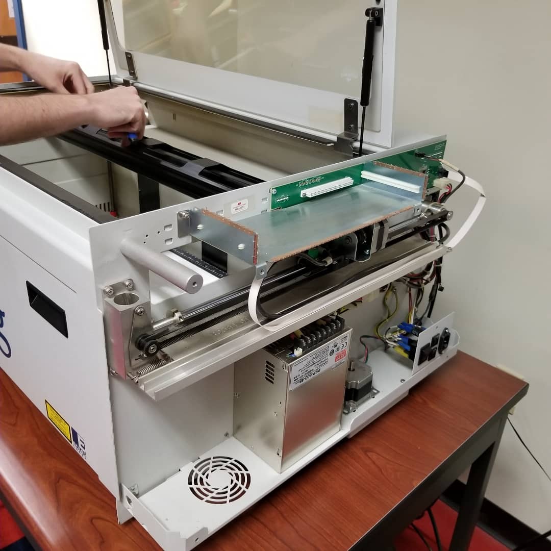CCLDMakerspace's tweet image. Time for laser maintenance. We replaced a worn out x-axis belt and cleaned the ash and smoke residue off of all the moving parts. Now it&apos;s ready to engrave or cut your next laser project. #ccldmakerspace #lasermaintenance #makerspace #ccldlibraries
