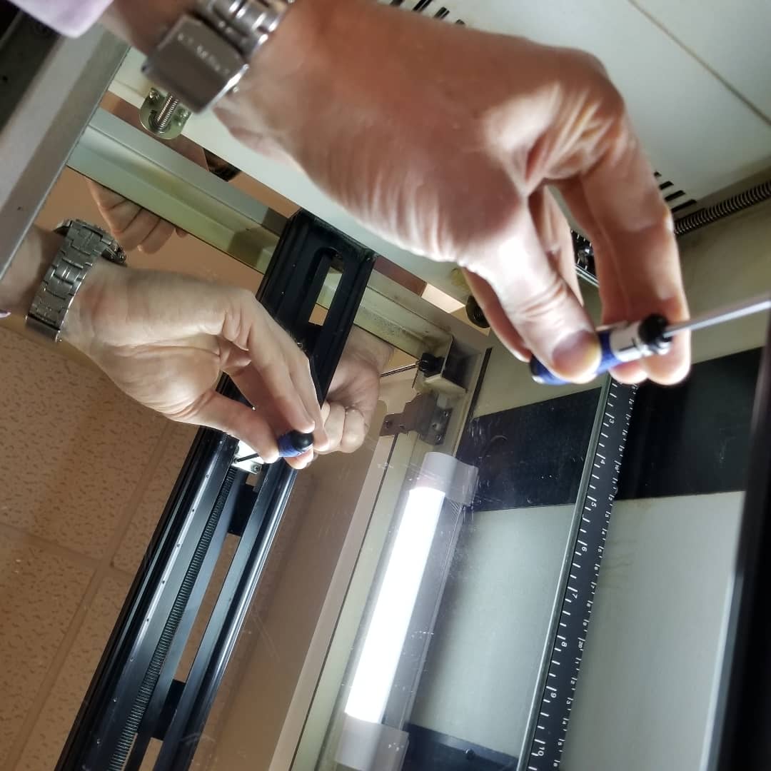 CCLDMakerspace's tweet image. Time for laser maintenance. We replaced a worn out x-axis belt and cleaned the ash and smoke residue off of all the moving parts. Now it&apos;s ready to engrave or cut your next laser project. #ccldmakerspace #lasermaintenance #makerspace #ccldlibraries