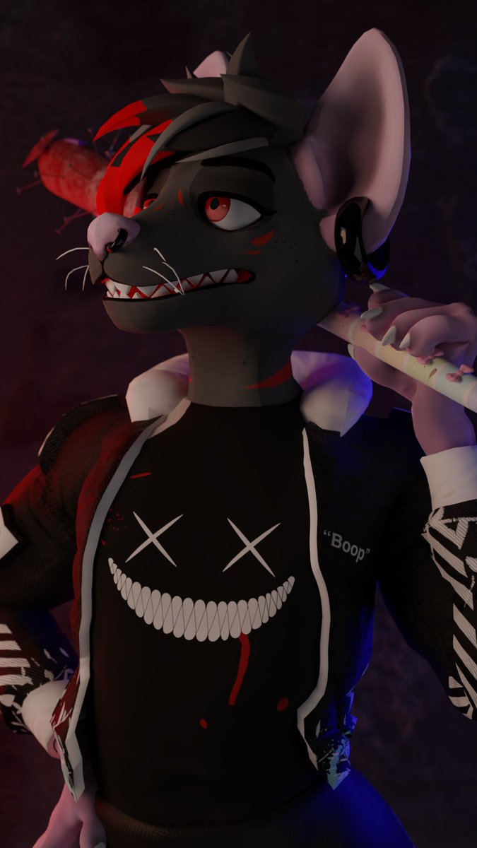 Hard to hide when the whole city's after you. 

Textures belong to me
Model belongs to <a href="/HellfireSkully/">skully</a> 

#furry #furryart #blender #anthropomorphic #rat #mouse #art #artist #3dartist #vrchat