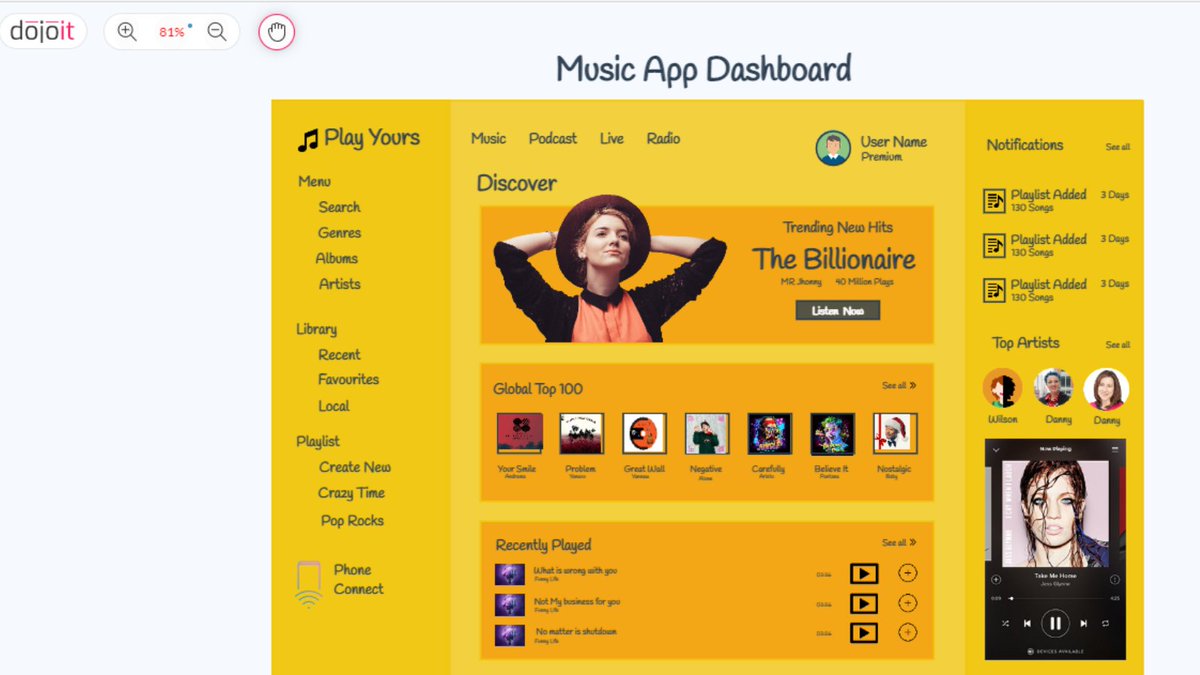 MdFahim32514005's tweet image. #MusicWebApp #Dashboardinspiration. Made with #Dojoit

Have a look at this awesome work.
What do you think of it? Share your opinion below in the comments.
Share the post with other #uidesigners, #uxdesigners for #motivation .