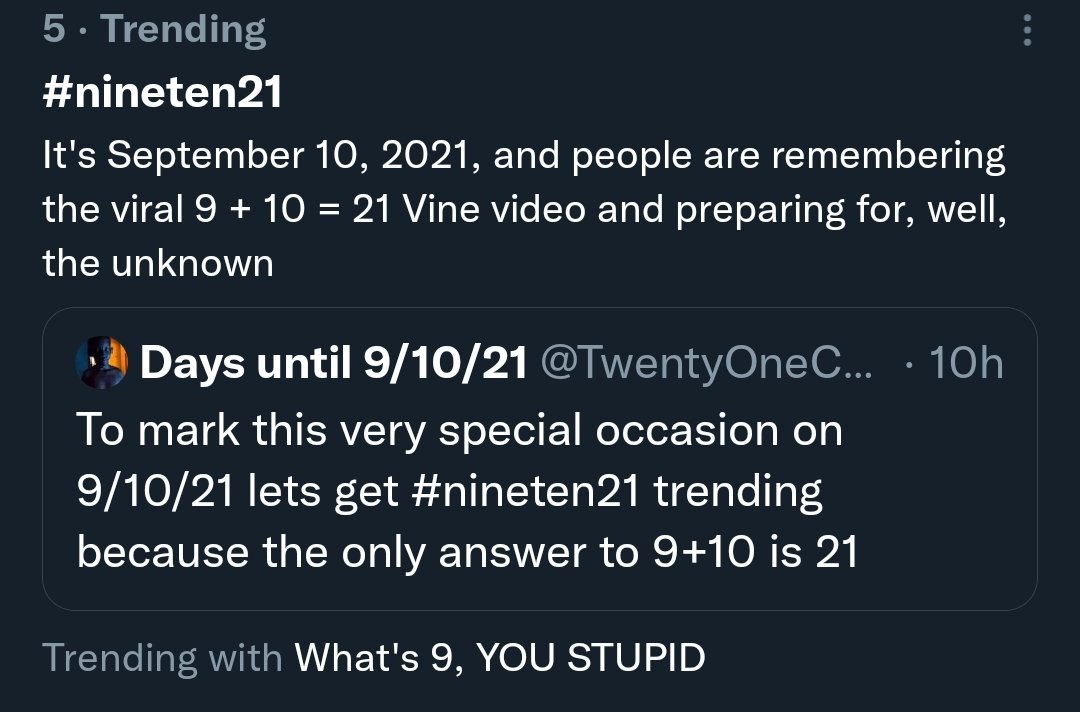 Days until 9/10/21 on Twitter "We did it https//t.co/KKI4ItcZiK