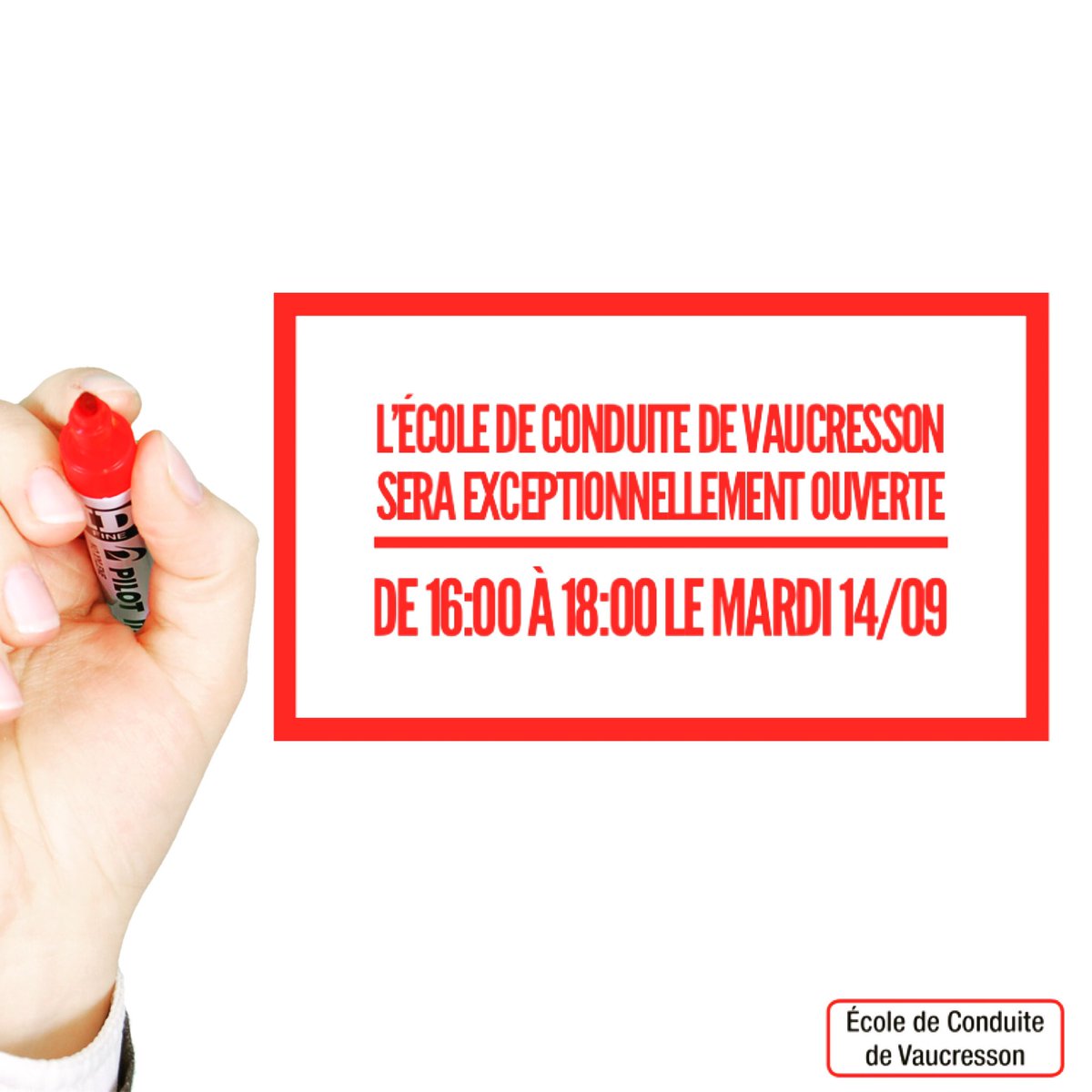 ecvaucresson's tweet photo. L’École de Conduite de Vaucresson sera exceptionnellement ouverte de 16:00 à 18:00 le mardi 14/09 https://t.co/5RkFpF6Iy7