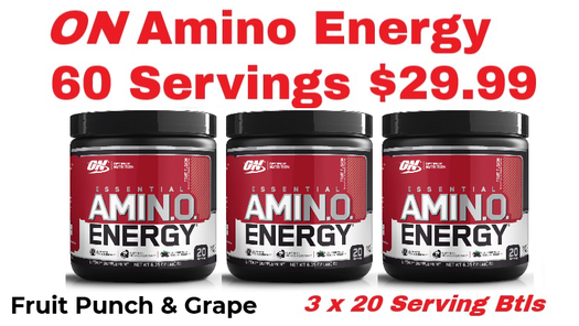 WHILE SUPPLIES LAST

Get 3, 20 serving sized bottles, that's 60 servings -  of Optimum Nutrition Amino Energy - Fruit Punch and Grape flavor - for only $29.99 with coupon DPS10!

Order now at -> https://t.co/tILcFcOm7U

#OptimumNutrition #TrueStrength @Team_Optimum https://t.co/eNWAgSnW1d