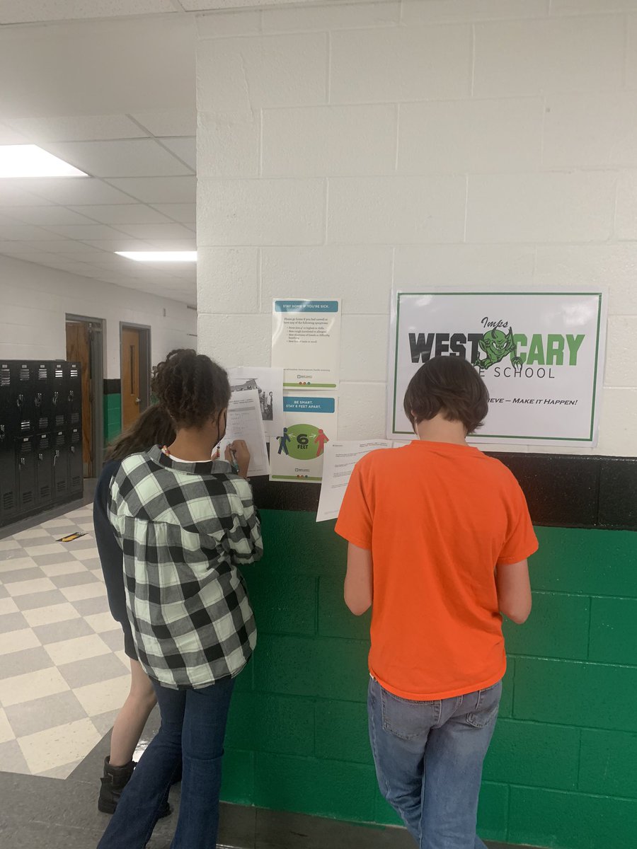 westcaryimps's tweet photo. Our #superimps in 8th grade ELA doing a gallery walk to identify things they “notice” and “wonder” in the pictures displayed #insideoutandbackagain #EL https://t.co/EUstX72w02