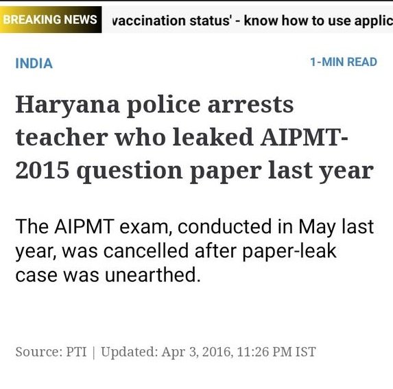 NUSA_NEETUG's tweet photo. NTA reject the report of leaking of NEET paper without investigation.

This is not the first time! CBSE also rubbished reports of leaks during AIPMT 2015

But after police investigation the real culprits were arrested. 

We demand for CBI investigation 

#OperationNEET https://t.co/t9kqLRegEg