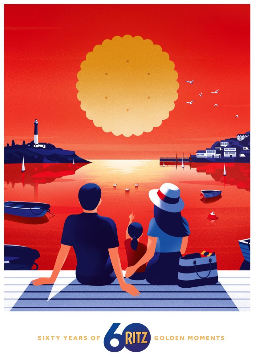 Tom Peake worked with Bulletproof to create these illustrations to celebrate 60 years of the iconic Ritz cracker, a timeless beacon of warmth and quality and maker of golden moments.⁠

<a href="/_tompeake/">Tom Peake</a>