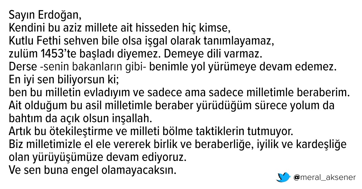 Sayın Erdoğan;
Sen önceleri "çamur at izi kalsın"lara tenezzül etmezdin.
Bu kadar mı tükendin?
5 maaşlı utanmazlar artık üretemez halde mi?
Her gün aynı tekrar!
Geçen gün okkalı bir şekilde cevapladığım konuyu yine gündeme getirmişsin.
Bir de böyle yazılı cevap verelim bakalım.😊