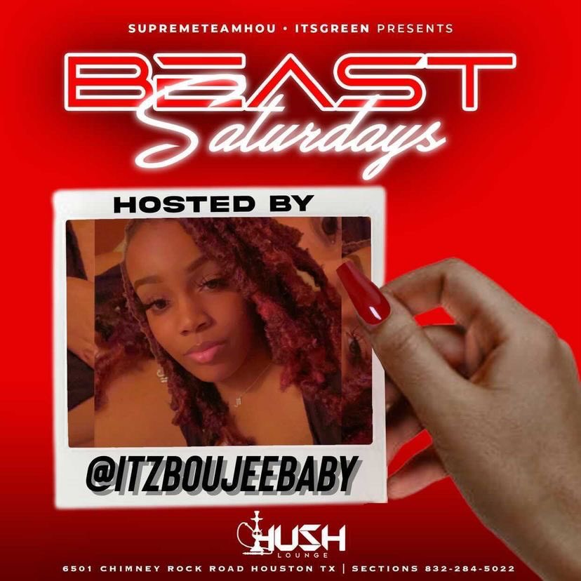 Going Way Up This Saturday 
#BeastSaturdays 🔥 at Hush Lounge
6501 Chimney Rock Rd

DM @KadeemJames on IG
For Free Entry & Sections or text 281-779-9817

#houstonnightlife #houston #thingstodoinhouston #ItsGreen  #houstonnightclubs #houstonclubs #clubsinhouston