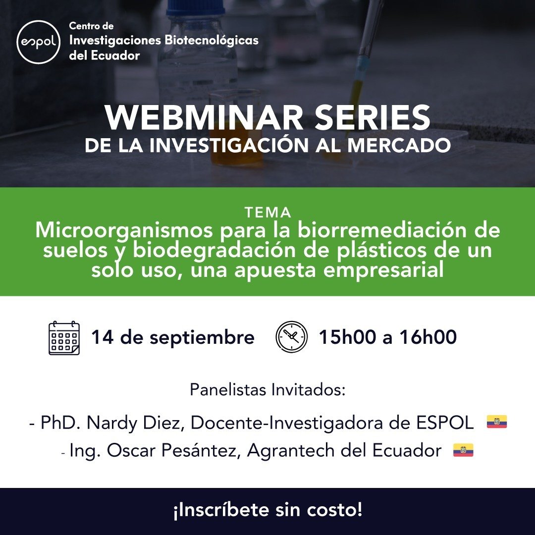 Te invitamos al webminar: De la investigación al mercado, con la participación de <a href="/nardy10/">Nardy Diez</a> y Oscar Pesantez de #AGRANTECH. 
Registros sin costo en: bit.ly/2XakihV