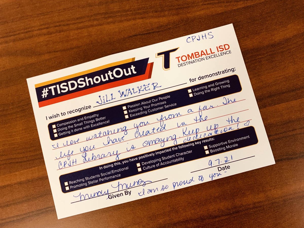 Jill Walker (@librarycpjhs) on Twitter photo So fortunate to do a job I love AND receive a shout out for it! Thank you <a href="/dr_mmunoz/">Dr. Mindy Muñoz</a> for trusting me to do this work. #CPJHinfluencer #TeamTomball So fortunate to do a job I love AND receive a shout out for it! Thank you <a href="/dr_mmunoz/">Dr. Mindy Muñoz</a> for trusting me to do this work. #CPJHinfluencer #TeamTomball