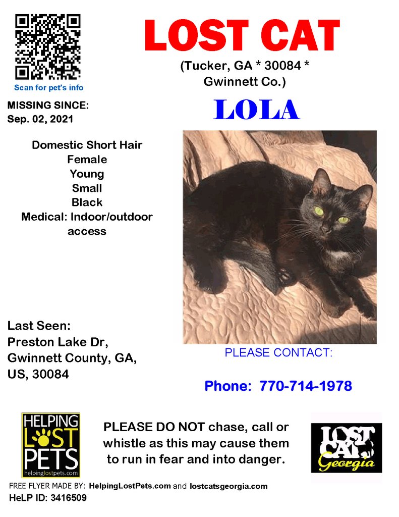 LostCatsGA's tweet photo. **FACEBOOK LINK https://t.co/aNLHzjAgxg
* Lost Cat - Tucker, GA - Sep.02, 2021
Closest Intersection: Preston Lake Dr, Gwinnett County, GA, US, 30084. Capella Apartments
County: Gwinnett

#LOSTCAT #Lola #Tucker (Preston Lake Dr, Gwinnett County, GA, US, 30084. Capella Apartments… https://t.co/XKFLNgizmR