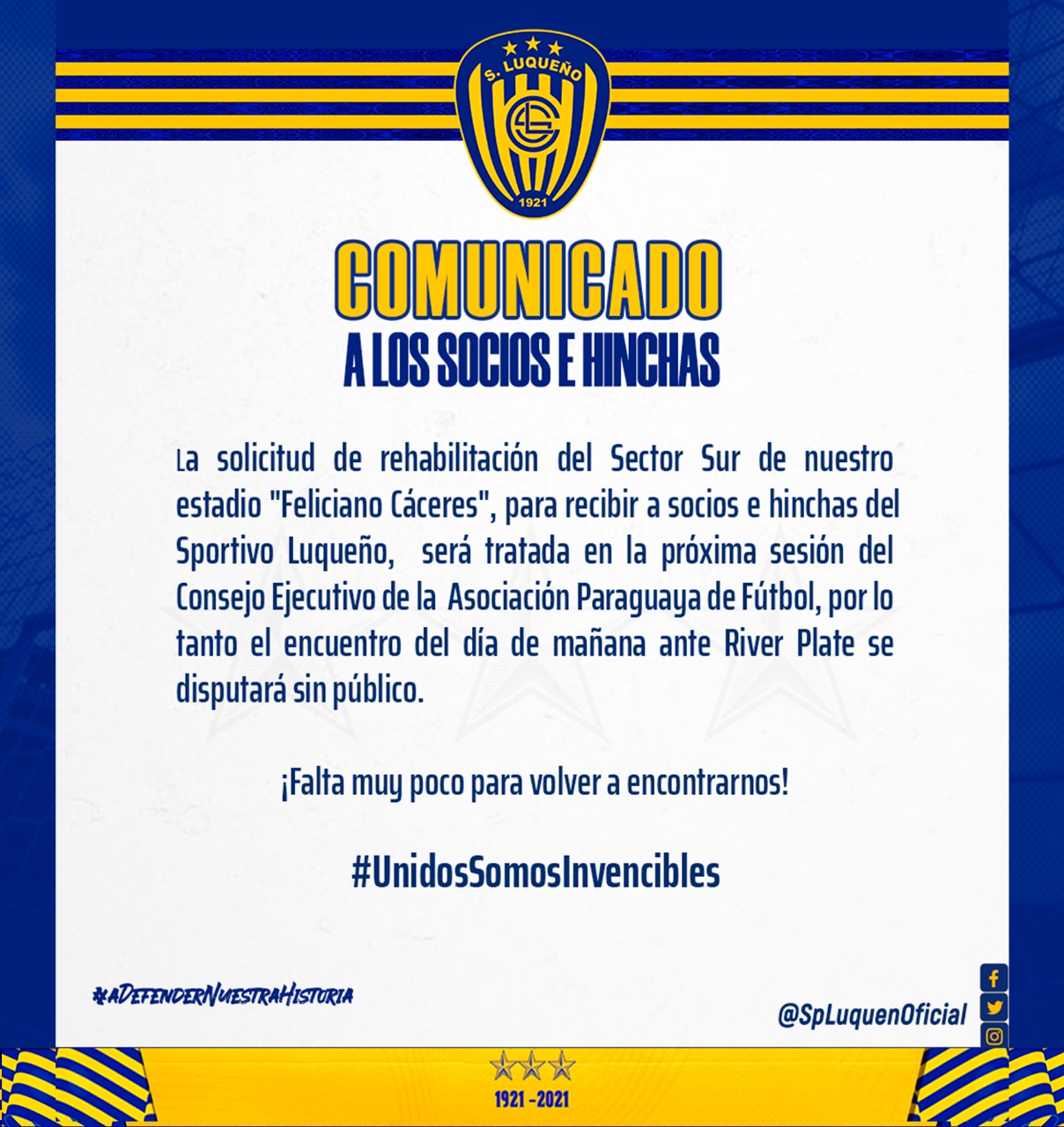 Comunicado para el hincha