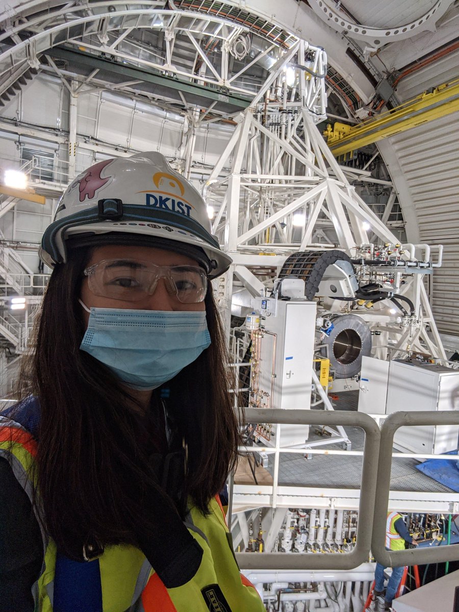 NatSolarObs's tweet photo. .
Another great shot from within the @NSF Inouye Solar Telescope. Mechanical Engineer Brialyn Onodera gives us a peek inside the dome. #observatorylife #InouyeSolarTelescope
.
Learn more about her role at the largest solar telescope on Earth: https://t.co/Ns3Z2RZvUj https://t.co/Hm2HJ8ievr