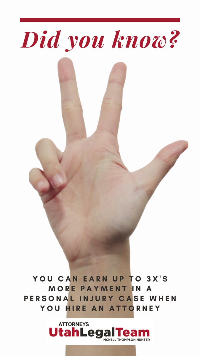 UtahLegalTeam's tweet image. Did you know that you can earn up to 3x's more when you hire a lawyer? Call us today to find out what we can do for your case!