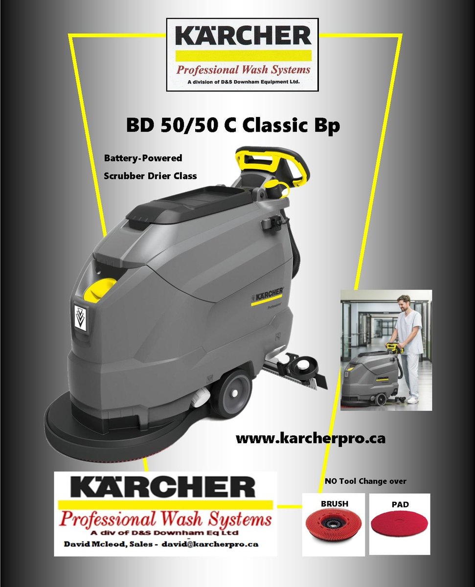 Microdabbler's tweet image. BD 50/50 C Bp Classic offers a clear view of the area to be cleaned due to the compact dimensions of this battery-powered scrubber drier with sophisticated disc technology. The operation of this machine is as clear as the view with the EASY Operation Panel.