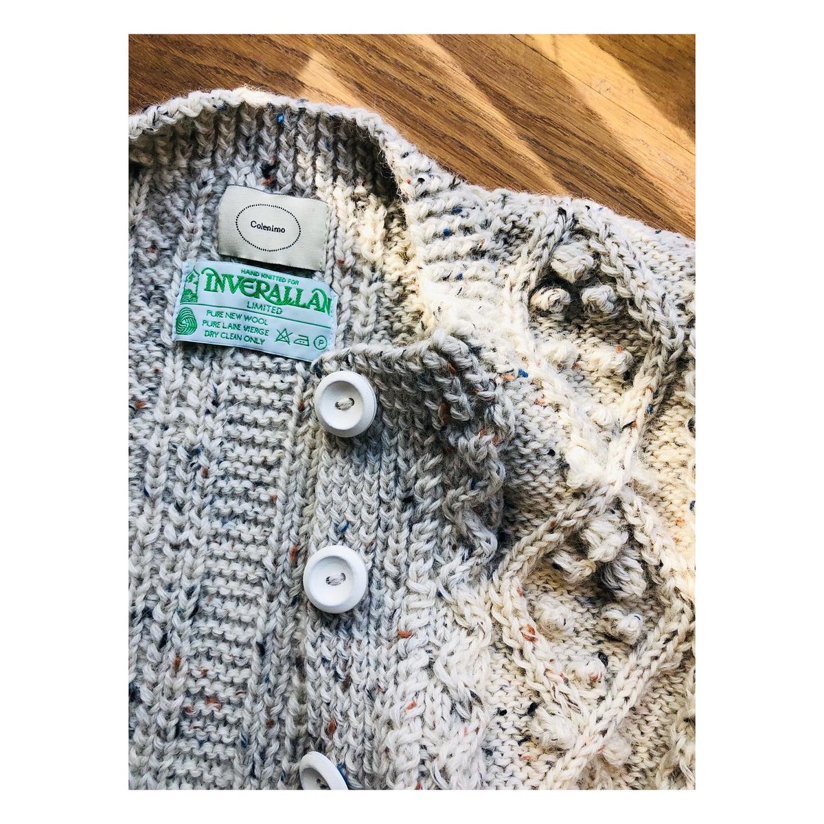 Colenimo's tweet photo. Colenimo x Inverallan Aran vest is available on online store🤩Beautifully hand knitted, 100% pure new wool🧶待ちに待ったInverallanとのコラボベストが届きました。ハンドニットならではの重みと立体感。長く着て頂きたいです☺️ #colenimo #columbiaroad #eastlondon #inverallan #イギリス https://t.co/K8PGdUl0VC