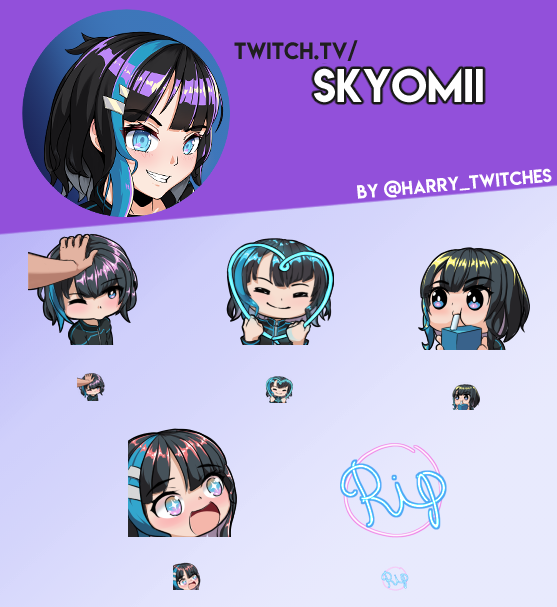 Harry_twitches's tweet photo. Emotes I did for Skyomii on Twitch. I'm awful at making these emote sharing things. #twitchemotes #SupportSmallStreamers https://t.co/kTfFjYMoq6