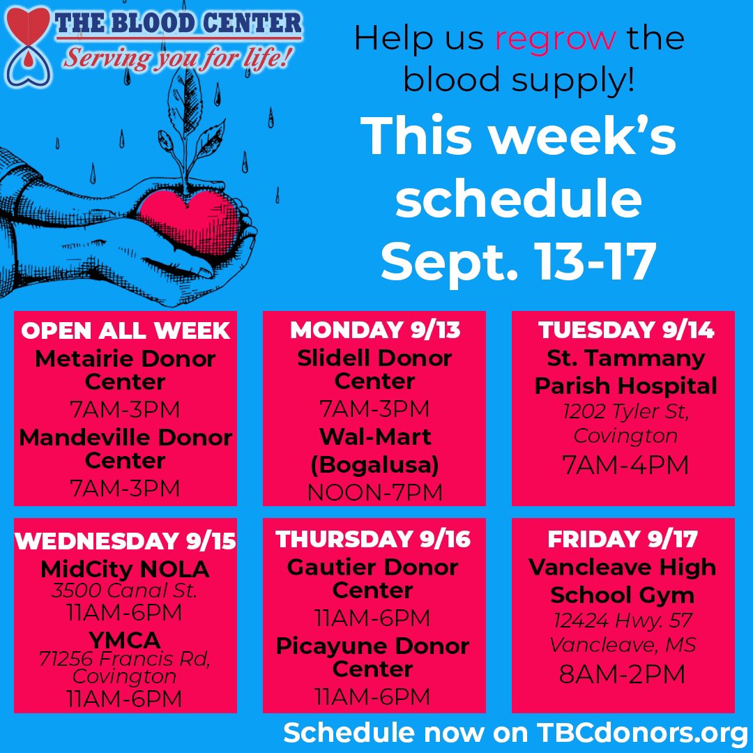 JeffParishGov's tweet image. There are many opportunities this week to donate blood 🩸 @thebloodcenter